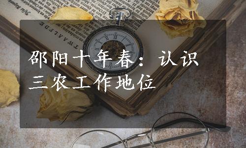 邵阳十年春：认识三农工作地位