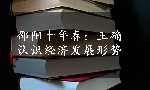 邵阳十年春：正确认识经济发展形势