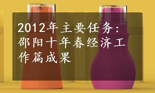 2012年主要任务: 邵阳十年春经济工作篇成果