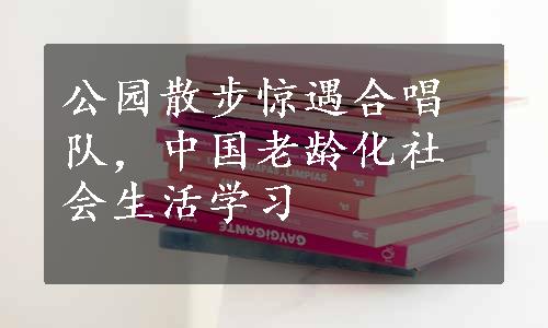 公园散步惊遇合唱队，中国老龄化社会生活学习