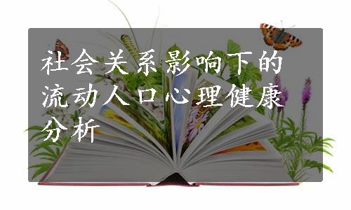 社会关系影响下的流动人口心理健康分析