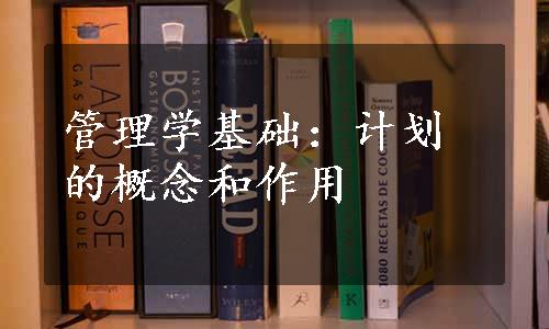 管理学基础：计划的概念和作用