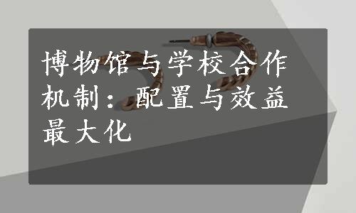 博物馆与学校合作机制：配置与效益最大化