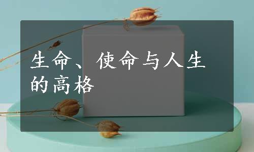 生命、使命与人生的高格