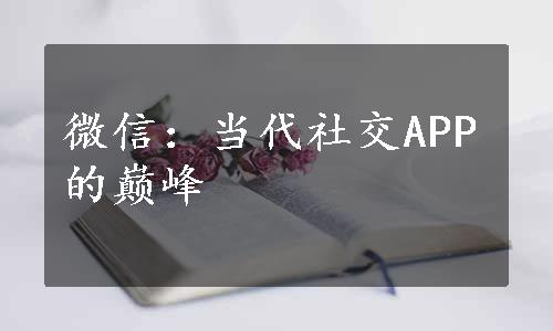 微信：当代社交APP的巅峰