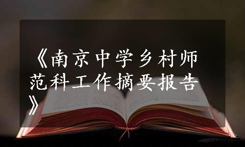 《南京中学乡村师范科工作摘要报告》