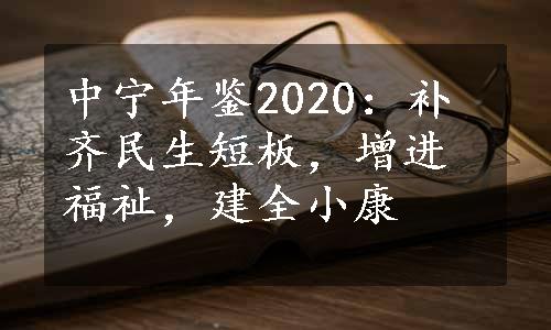 中宁年鉴2020：补齐民生短板，增进福祉，建全小康