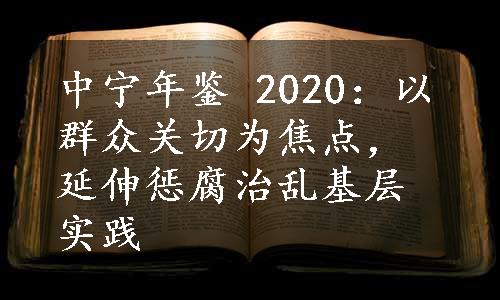 中宁年鉴 2020：以群众关切为焦点，延伸惩腐治乱基层实践