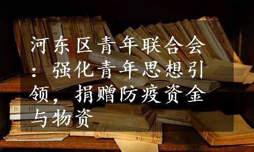 河东区青年联合会：强化青年思想引领，捐赠防疫资金与物资