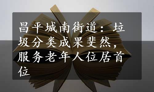 昌平城南街道：垃圾分类成果斐然，服务老年人位居首位