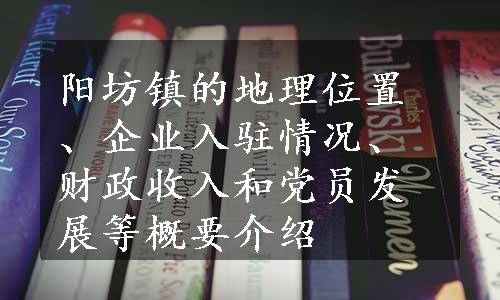 阳坊镇的地理位置、企业入驻情况、财政收入和党员发展等概要介绍