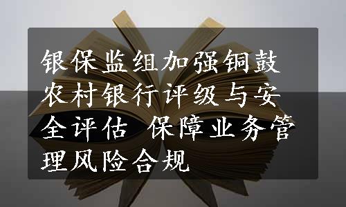 银保监组加强铜鼓农村银行评级与安全评估 保障业务管理风险合规