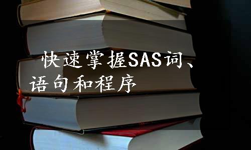  快速掌握SAS词、语句和程序