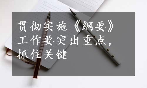 贯彻实施《纲要》工作要突出重点，抓住关键