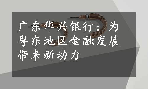 广东华兴银行：为粤东地区金融发展带来新动力