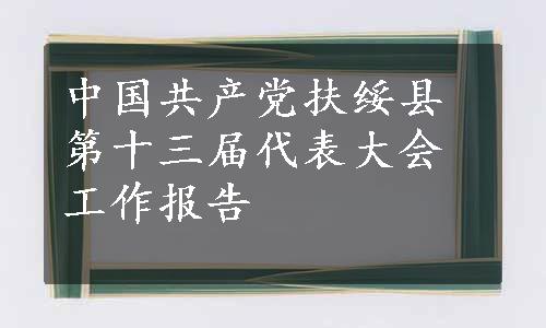 中国共产党扶绥县第十三届代表大会工作报告