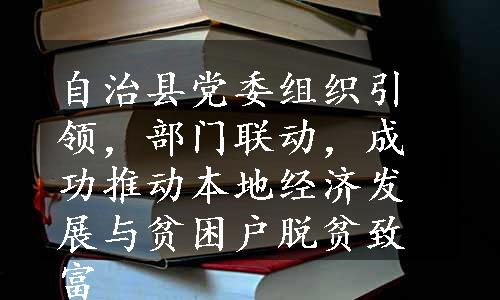 自治县党委组织引领，部门联动，成功推动本地经济发展与贫困户脱贫致富