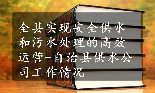 全县实现安全供水和污水处理的高效运营-自治县供水公司工作情况