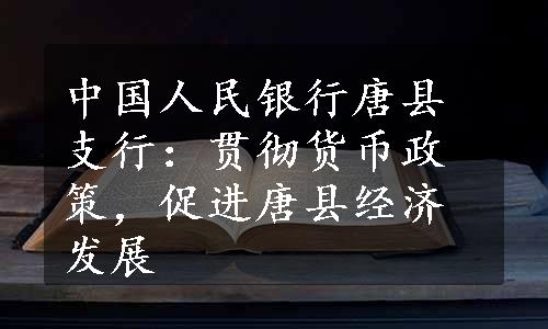 中国人民银行唐县支行：贯彻货币政策，促进唐县经济发展