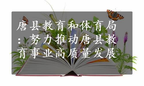 唐县教育和体育局：努力推动唐县教育事业高质量发展