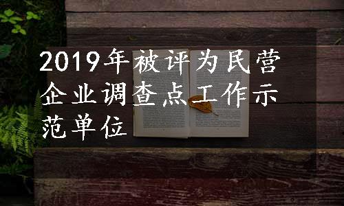 2019年被评为民营企业调查点工作示范单位