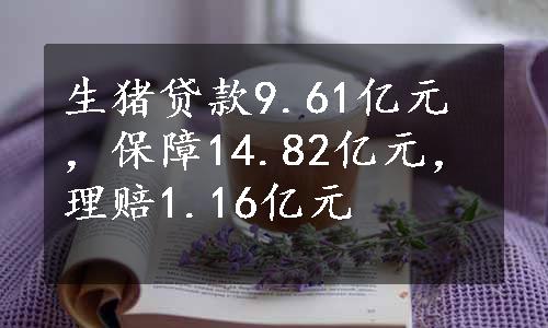 生猪贷款9.61亿元，保障14.82亿元，理赔1.16亿元