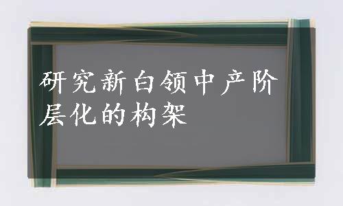 研究新白领中产阶层化的构架