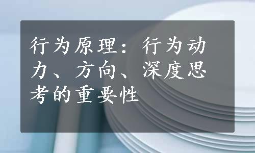 行为原理：行为动力、方向、深度思考的重要性