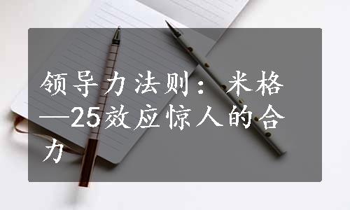 领导力法则：米格—25效应惊人的合力