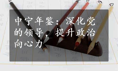 中宁年鉴：深化党的领导，提升政治向心力