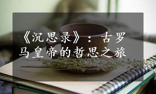 《沉思录》：古罗马皇帝的哲思之旅