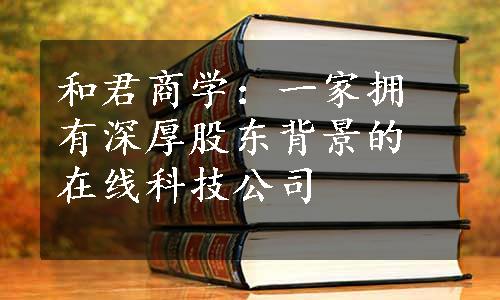 和君商学：一家拥有深厚股东背景的在线科技公司