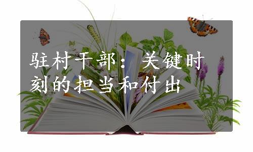 驻村干部：关键时刻的担当和付出