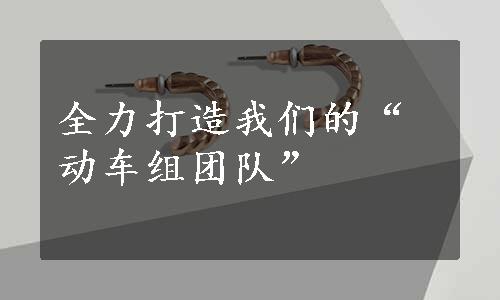 全力打造我们的“动车组团队”