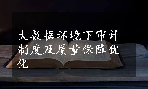 大数据环境下审计制度及质量保障优化