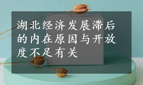 湖北经济发展滞后的内在原因与开放度不足有关