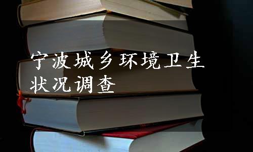 宁波城乡环境卫生状况调查