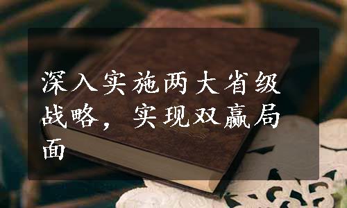 深入实施两大省级战略，实现双赢局面