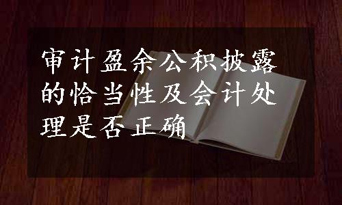 审计盈余公积披露的恰当性及会计处理是否正确