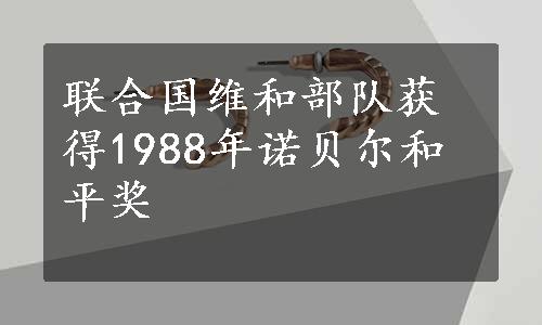 联合国维和部队获得1988年诺贝尔和平奖