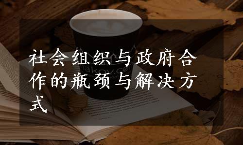 社会组织与政府合作的瓶颈与解决方式