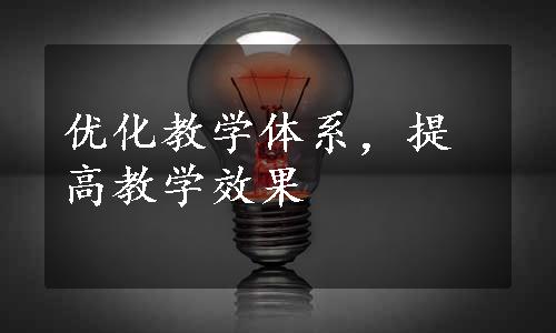 优化教学体系，提高教学效果