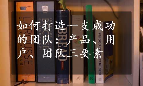 如何打造一支成功的团队：产品、用户、团队三要素