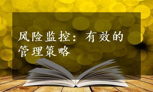 风险监控：有效的管理策略