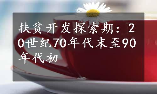 扶贫开发探索期：20世纪70年代末至90年代初