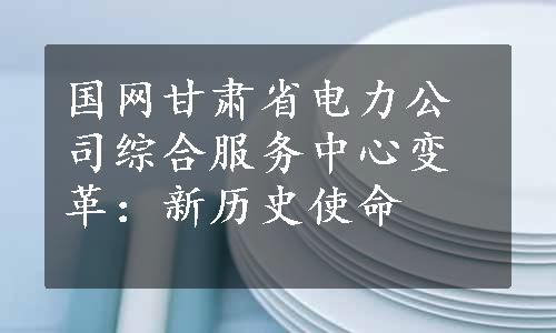 国网甘肃省电力公司综合服务中心变革：新历史使命