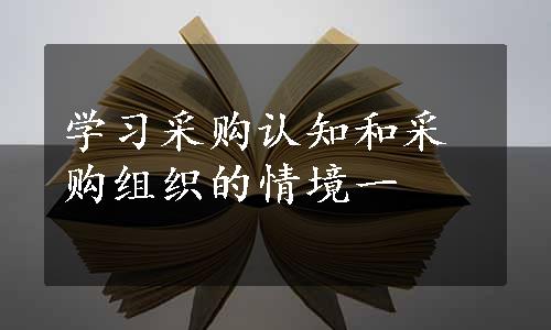 学习采购认知和采购组织的情境一