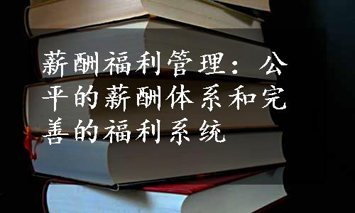 薪酬福利管理：公平的薪酬体系和完善的福利系统