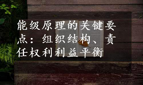 能级原理的关键要点：组织结构、责任权利利益平衡