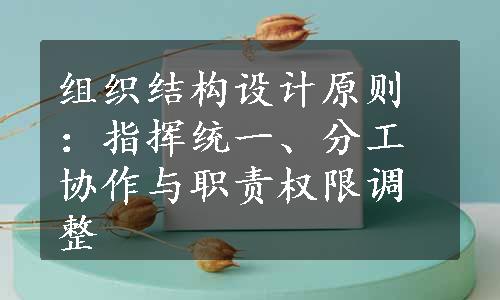 组织结构设计原则：指挥统一、分工协作与职责权限调整